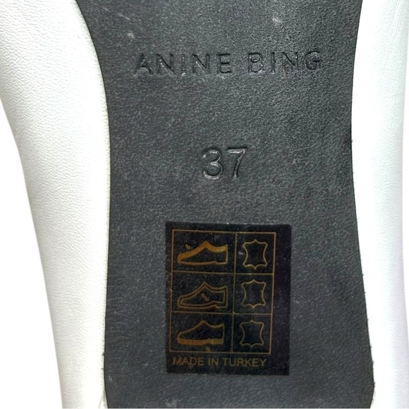 Anine Bing - Women’s ‘Frankie’ Leather Kitten Heel Booties - White, 37 IT, 7 US - Picture 14 of 15